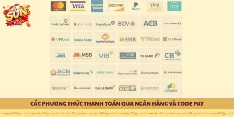 Các phương thức thanh toán qua ngân hàng và Code Pay